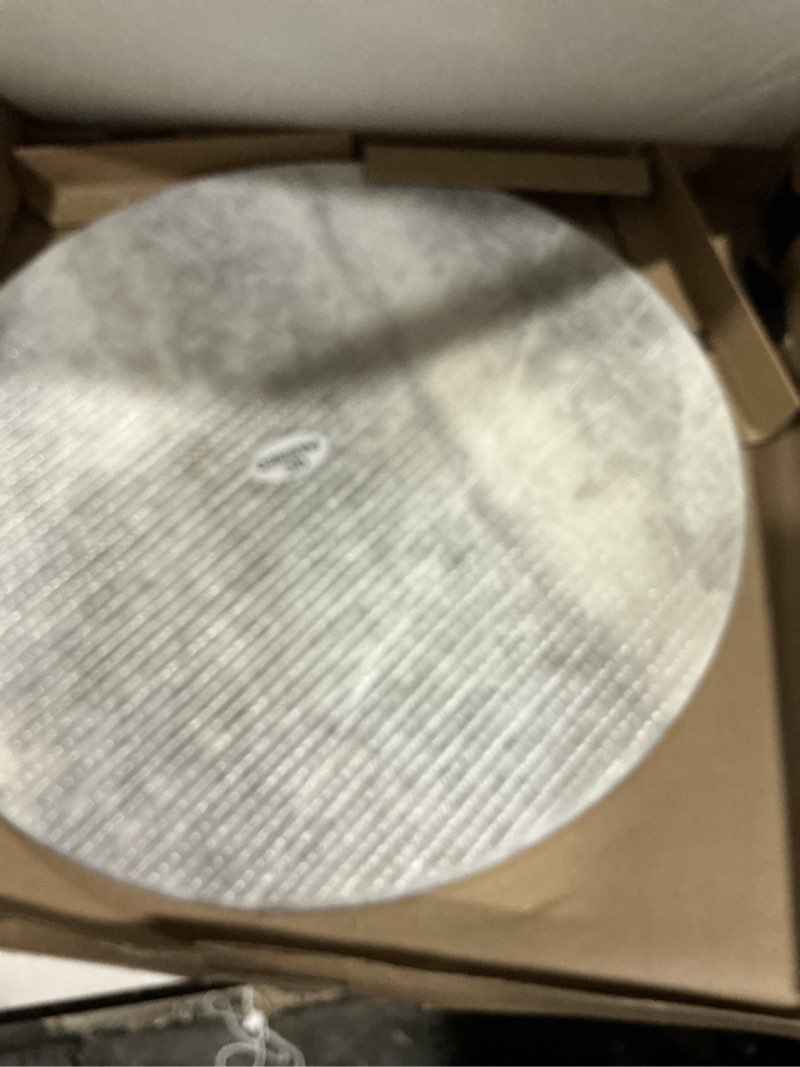 Condition photo showing Good Condition for koville marble cutting board for kitchen, 16"x16" inches round stone cutting board, marble tray for baking charcuterie pastry, serving tray for countertop, large stone slab(azul cristallo) azul cristallo 16"x16"
