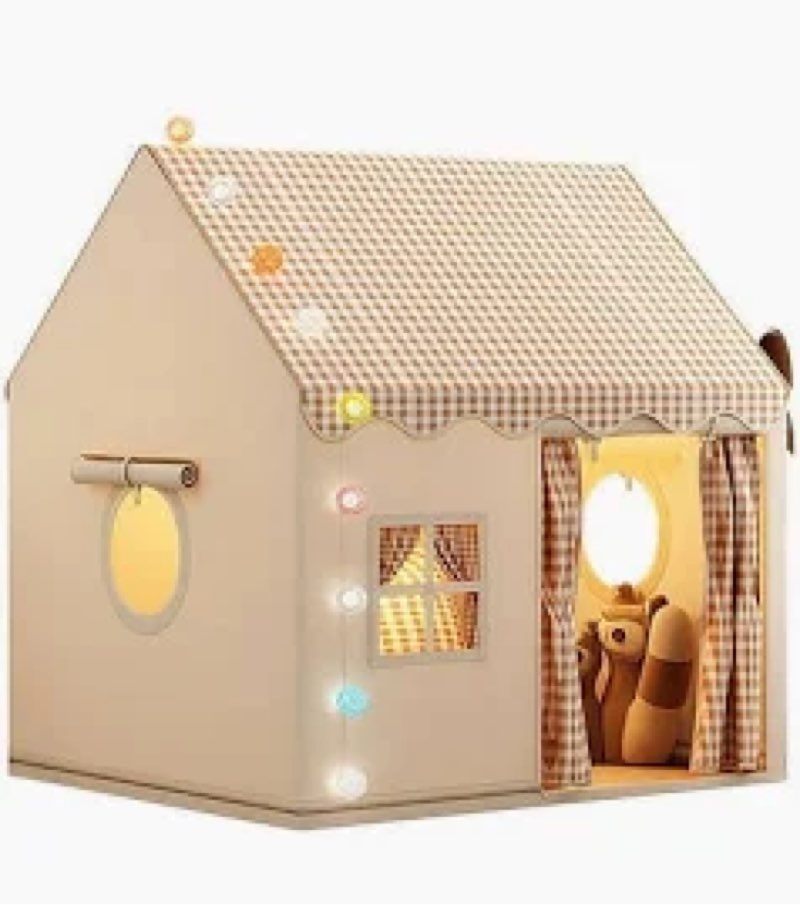 Large Kids Tent with mat, Star Lights, Tissue Garland, Play Tent Indoor & Outdoor, Kids Play Tent fo