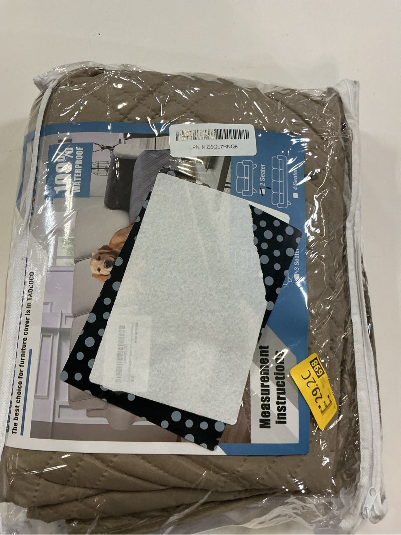 Condition photo showing New/Like New for taococo waterproof loveseat covers for pets dogs with non slip backing, sofa seat covers with side pocket for 2 cushion couch washable dog couch cover protector sofa slipcovers(loveseat, light brown) light brown loveseat(seat width: 47.2'')