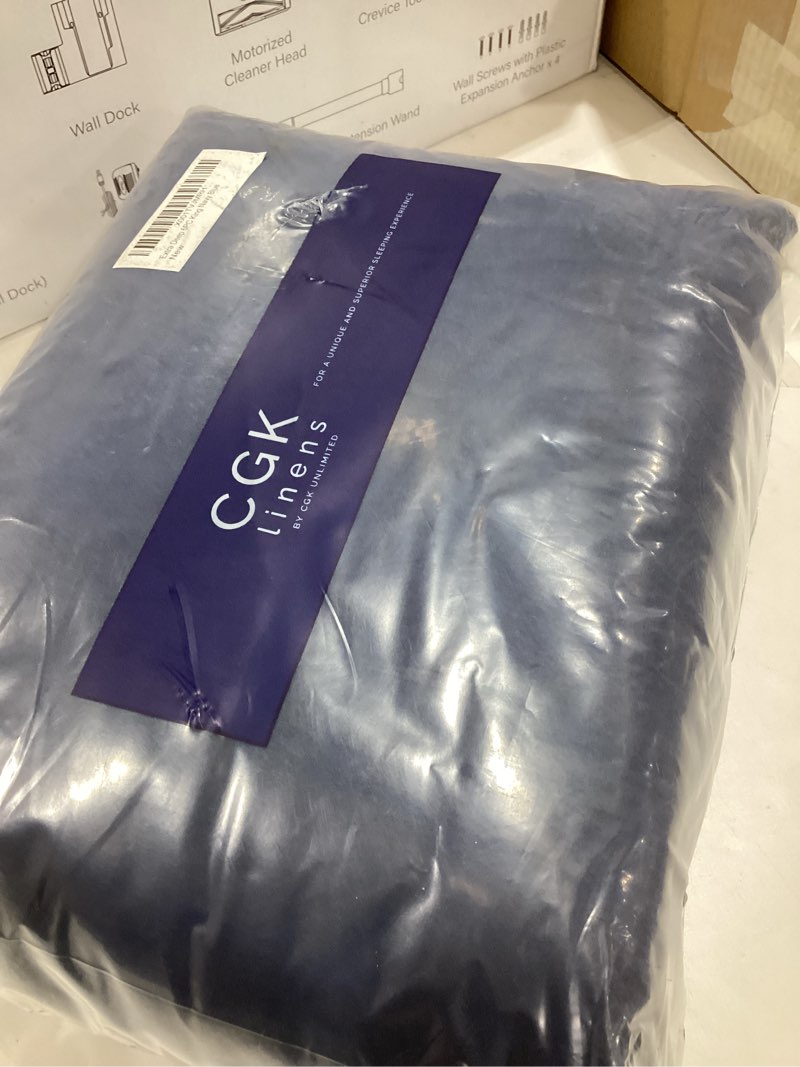Condition photo showing Good Condition for Extra Deep King Sheet Set - 6 Piece Breathable & Cooling Sheets - Hotel Luxury Bed Sheets Set - Easy & Secure Fit - Soft, Wrinkle Free & Comfy Sheets Set - Navy Blue Sheet Set with Extra Deep Pockets King 24 - Navy Blue