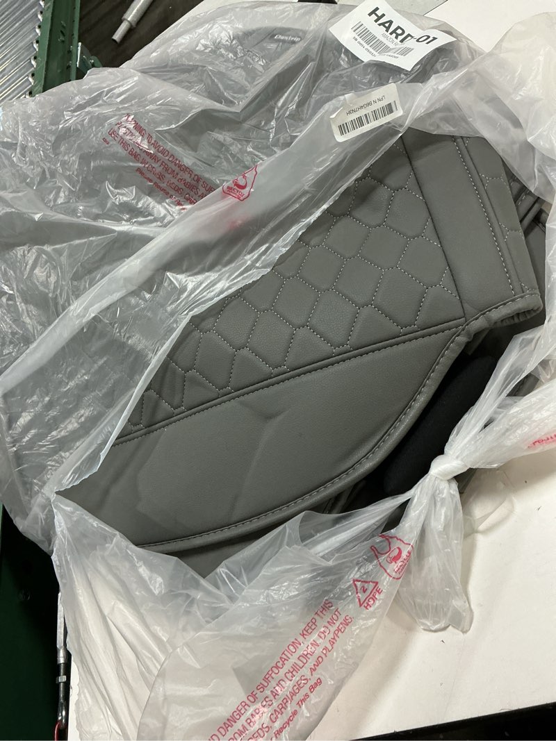 Condition photo showing As Is for elantrip car seat cover full set leather car seat protector universal fit for most cars suvs and trucks water proof front and rear seat protector gray gray full set