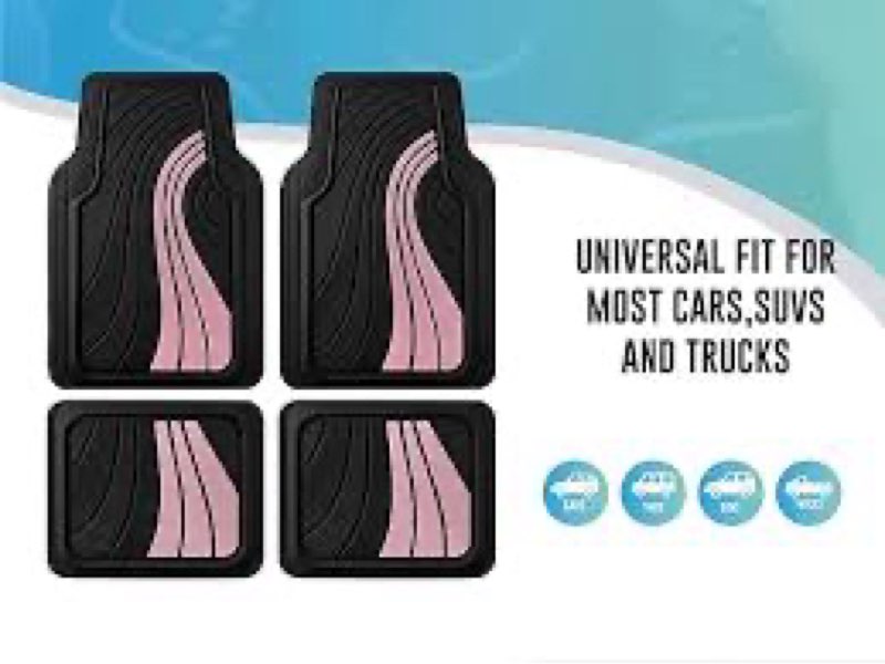 Road Comforts Car Floor Mats Full Set – Front & Rear Car Floor Mats with Aluminum Design, Anti-Slip 