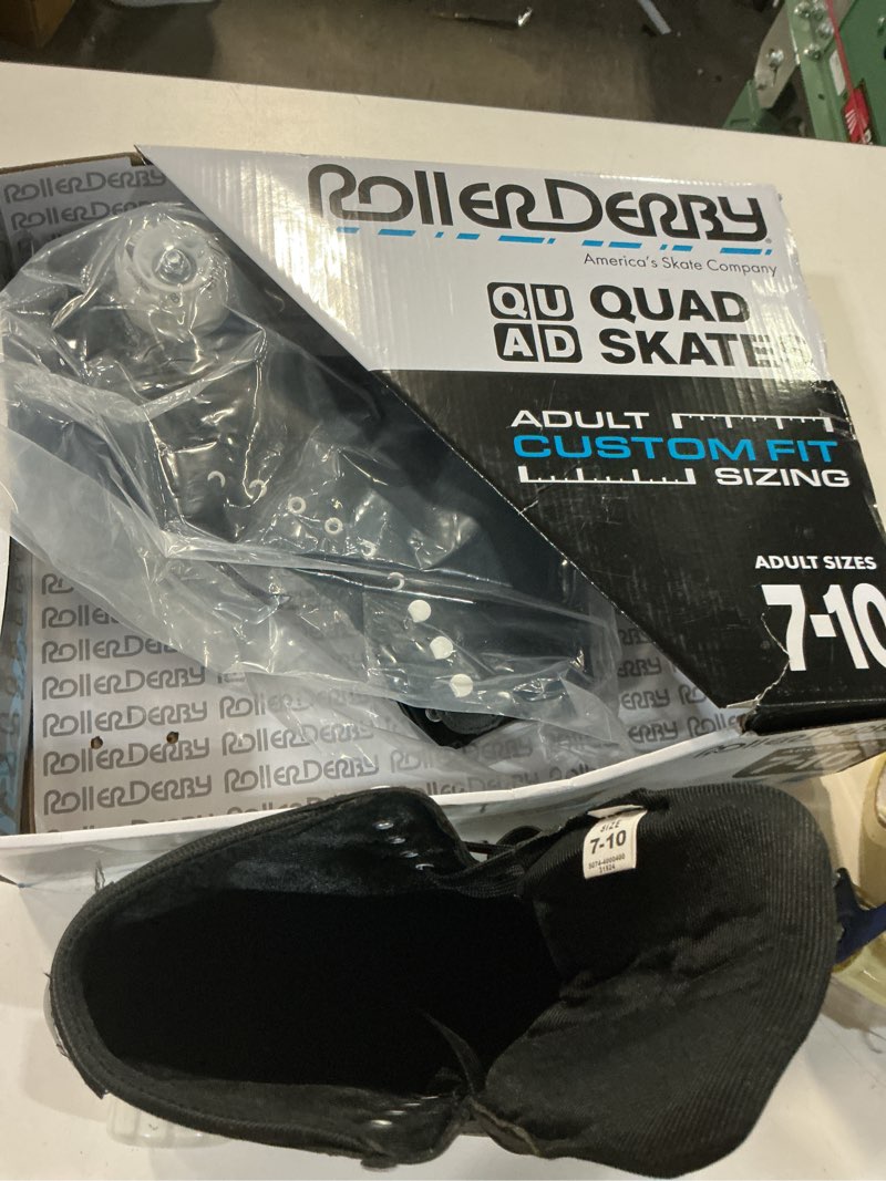 Condition photo showing Good Condition for roller derby youth adult custom fit quad roller skates - size: 7-10 - black