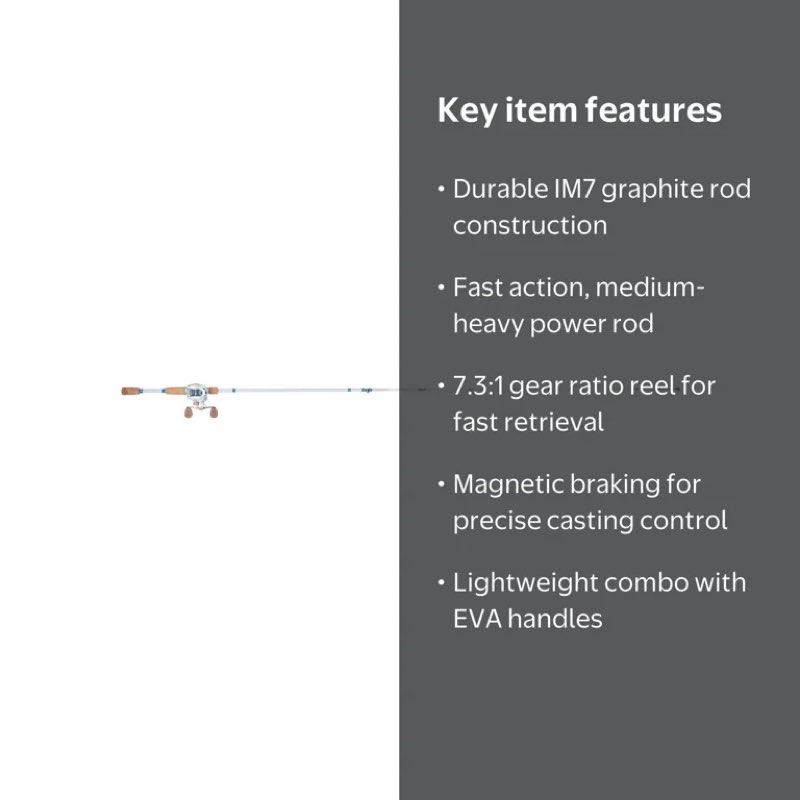 realtree ice 7' medium-heavy im7 graphite baitcast rod and reel combo