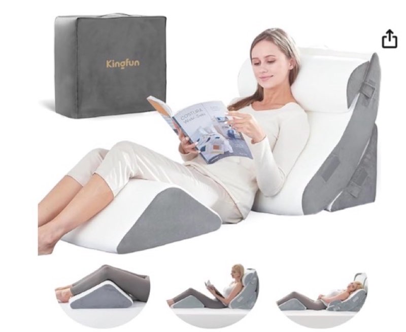 BRITENWAY Bed Wedge Pillow Set – 4pc Orthopedic Wedge Pillow Set for Sleeping – 45D Memory Foam Post-Surgery Pillows for Back, Neck, Head, Shoulders Support & More – Ergonomic