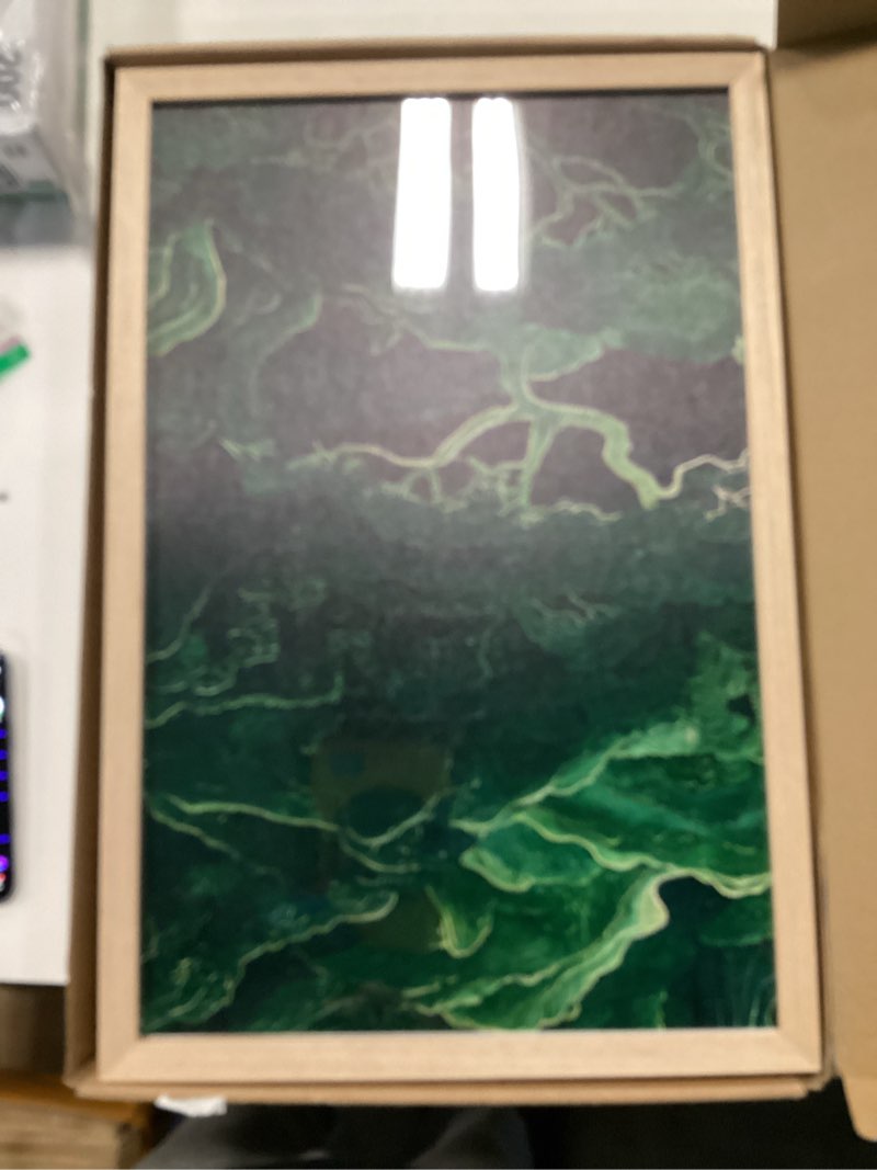 Condition photo showing New/Like New for framed 3pcs sage green japanese forest wall art ukiyoe nature mountain canvas poster prints with wood frame minimalist zen botanical picture painting for living room bedroom office decor16x24inch green forest 16x24 inches