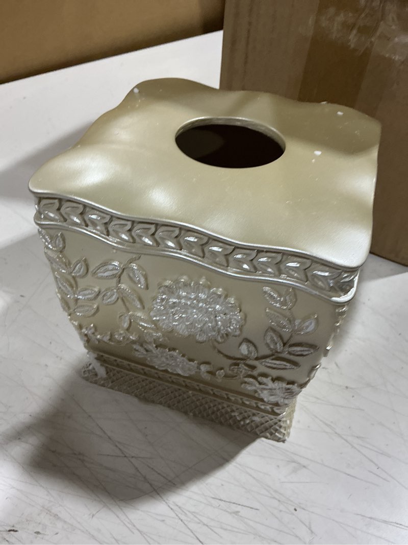 Condition photo showing Good Condition for popular bath tissue box rose vine, beige-taupe