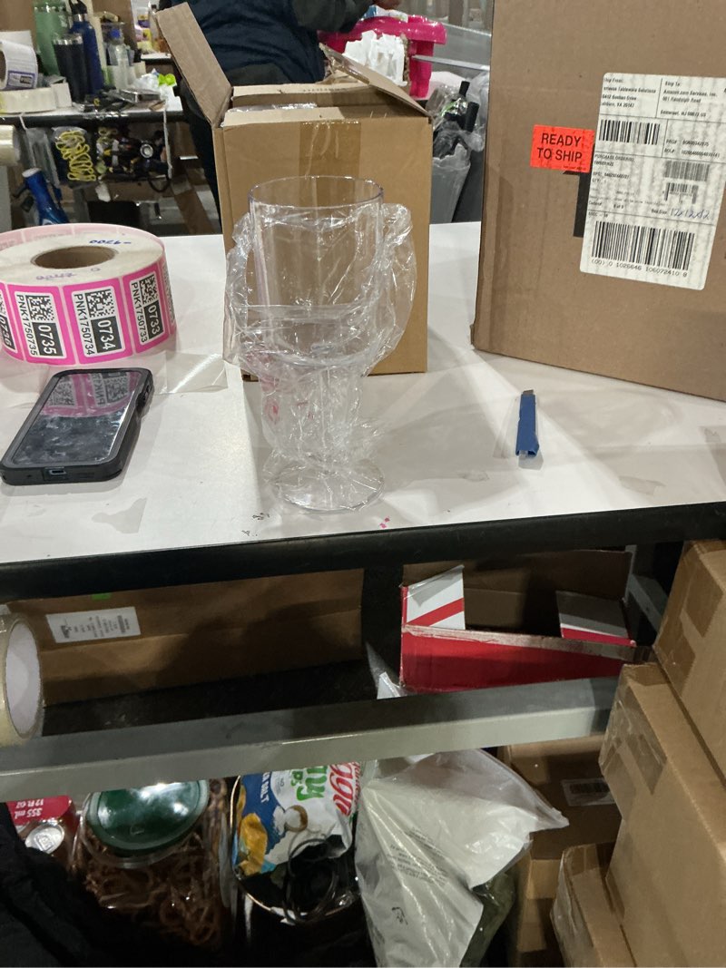 Condition photo showing As Is for 6 Plastic White Wine glasses