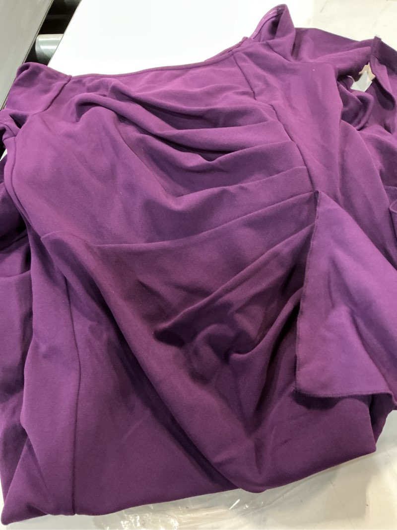 Condition photo showing Good Condition for (size:l)aisize women's elegant off shoulder ruffle formal evening long dress large purple