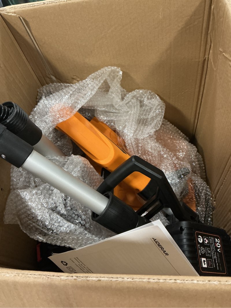 Condition photo showing As Is for Brushless Cordless Snow Shovel 12", 20V 2X 4.0AH Batteries Snow Blower, 20FT Snow Throws, 6" Deep, Powerful Electric Snow Removal with Adjustable 90° Directional Plate &Handle for Driveway orange