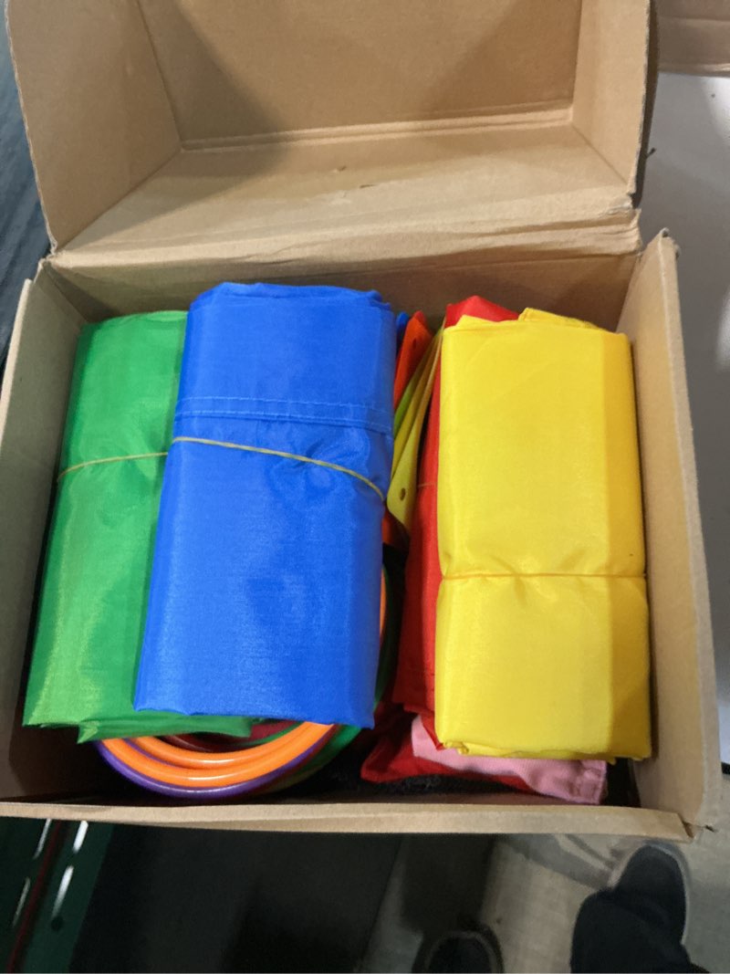 Condition photo showing Good Condition for ropoda field day games, outdoor carnival games potato sack race bags for adults and kids, bean bags, soft plastic cones,ring toss set,egg and spoon race, outdoor games easter 57pcs