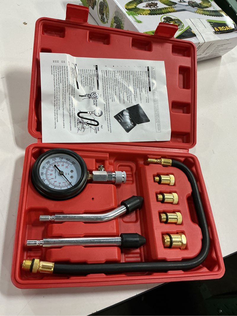 Condition photo showing New/Like New for dayuan 8pcs professional petrol engine compression tester kit set for automotives and motorcycles red