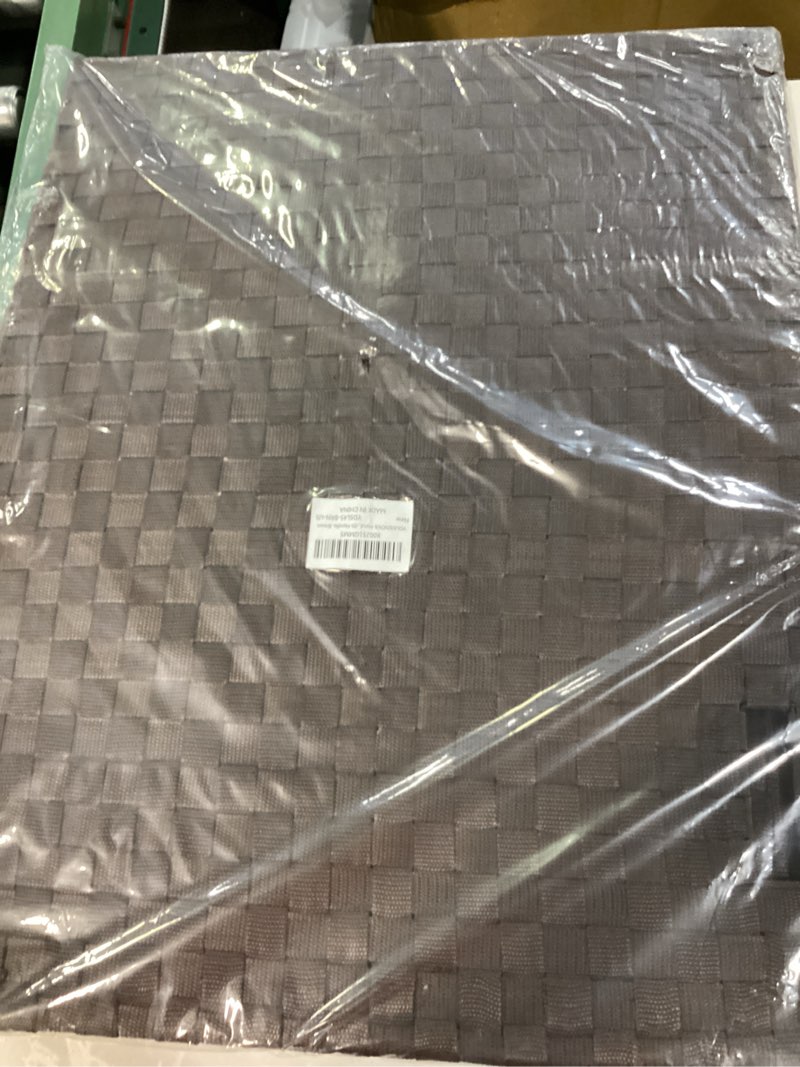 Condition photo showing New/Like New for youdenova handwoven laundry basket hamper with removable liner bag and lid, collapsible clothes hamper with handle, brown | large laundry hamper with handwoven fiber tape, sturdy iron frame, removable liner, lid and foldable for bedroom storage 90l brown