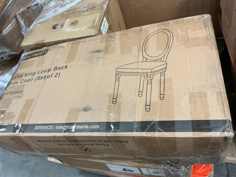 Condition photo showing As Is for 2-piece dining chair set, upholstered side chairs with oval backrest and solid wood frame, kitchen and dining chairs, set of 2, fabric, wooden legs