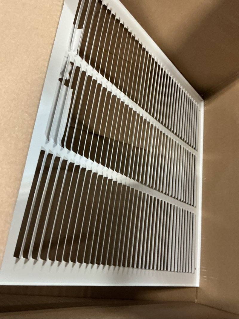 Condition photo showing Good Condition for fits 18x18 duct opening | steel return air grille by handua | vent cover grill for sidewall and ceiling | white | hvac cold air intake grille | outer dimensions: 19.75"w x 19.75" 1 18"w x 18"h [duct opening]