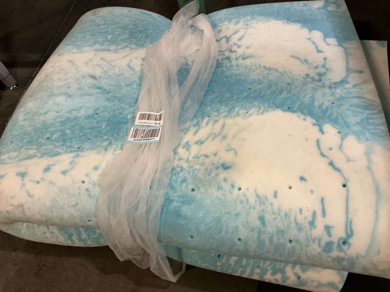 Condition photo showing As Is for (similar)marsail 3-inch king memory foam mattress topper, gel infused cooling mattress topper, soft mattress topper for sleeper sofa, rv, camper, certipur-us certified blue king
