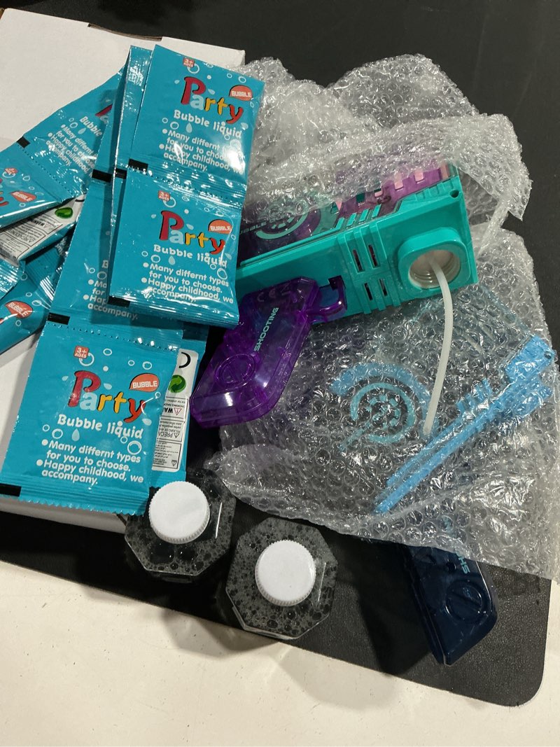 Condition photo showing Good Condition for eaglestone bubble gun for kids 2 packs, automatic bubble machine, 10-hole bubbles wands blaster for toddlers with led lights & solution, easter, party favor, outdoor toys for boys & girls blue,purple
