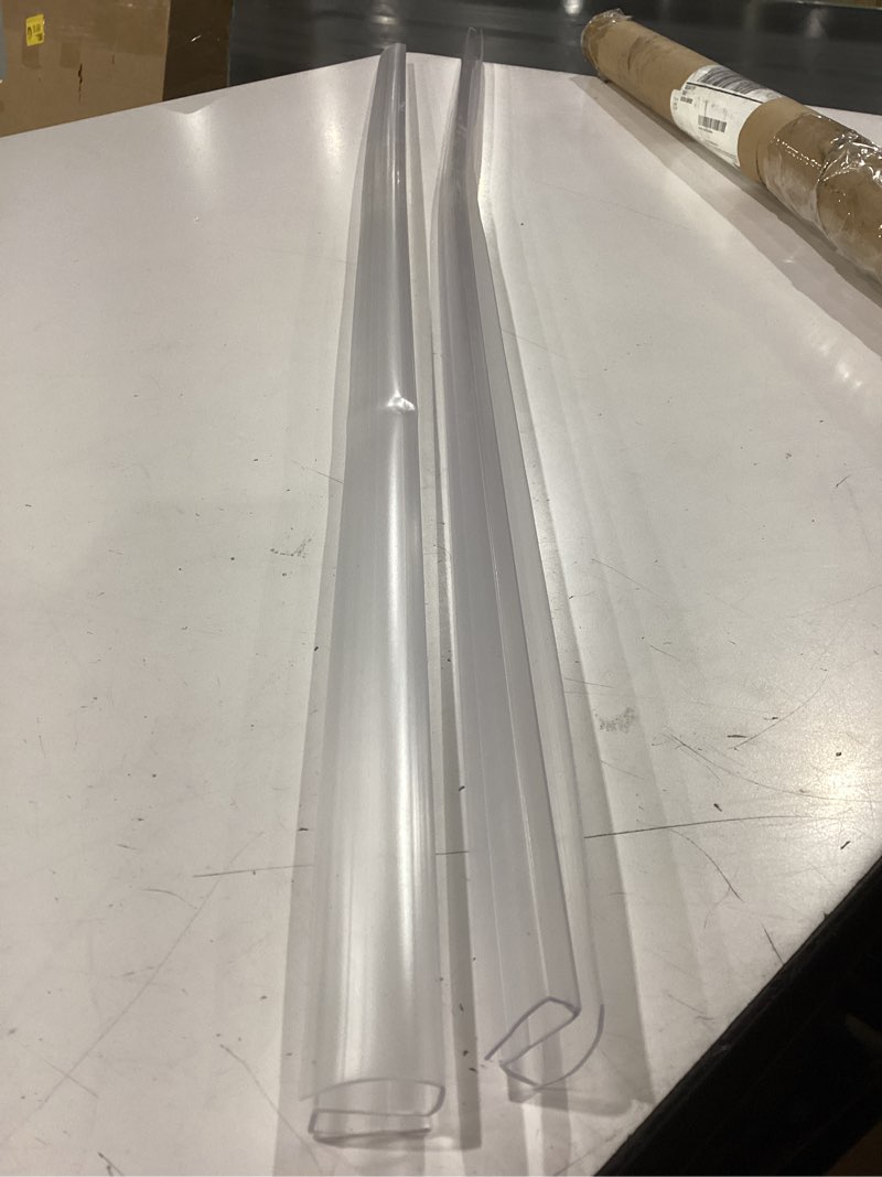 Condition photo showing New/Like New for bathroom shower glass door bottom seal strip, 2pcs 36 inch long clear pvc seal strips for 1/4"(6mm) thick framless glass door panel 1/4" (6mm?