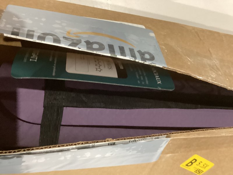 Condition photo showing Good Condition for yogati® yoga mat with strap with alignment lines. home workout mat for women, men and kids. thick non slip yoga mat for pilates and fitness. brown, pink and purple yoga mats