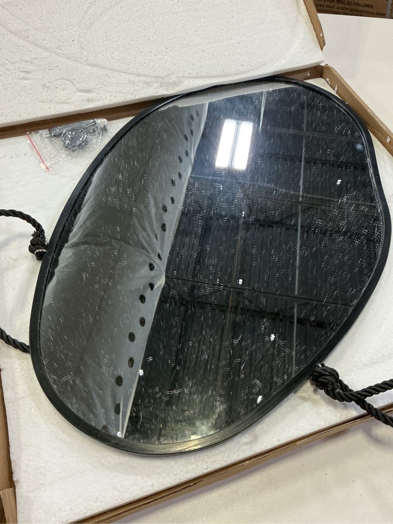 Condition photo showing As Is for bedroom wall mirror irregular black frame asymmetrical mirror for wall vanity bathroom living room bedroom entryway hallway modern unique decorative artistic hanging mirror