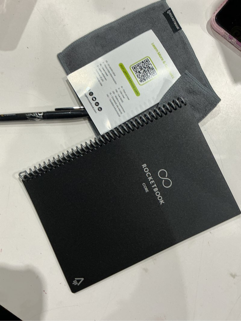 Condition photo showing Good Condition for rocketbook core reusable smart notebook, lined pages for school, work and creative projects, executive size 6x8.8, black - premium 1 black premium executive