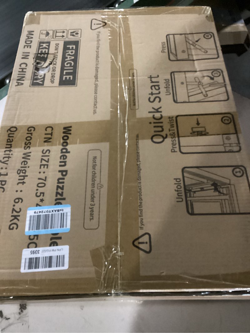 Condition photo showing New/Like New for foldable puzzle table with legs, 34"x 26" wooden puzzle board with drawers & covers, portable jigsaw table for adults, 1500 pieces folding puzzle board for jisgaw puzzle, birthday gifts for mom 1500 pieces beige