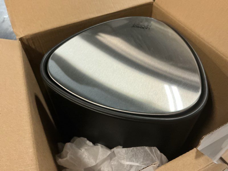 Condition photo showing Good Condition for joseph joseph easystore stainless steel 5 liter/1.3 gallon pedal trash can with bin liner storage, soft-close lid, removable inner bucket, for bathroom, bedroom, office, matt black
