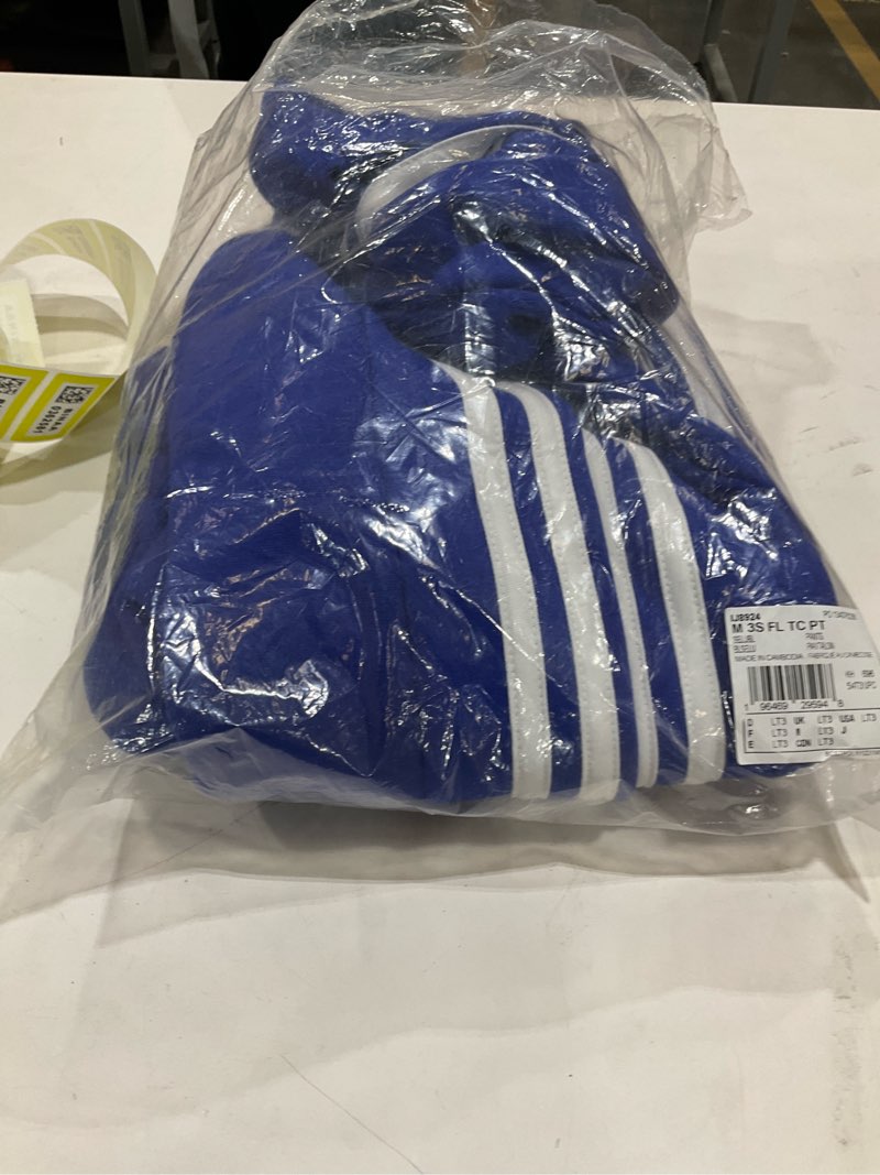 adidas mens essentials fleece 3-stripes tapered cuffed pants, semi lucid blue, large, tall 3 inches