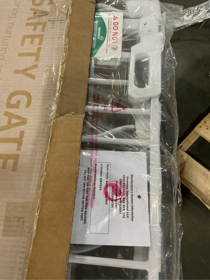Condition photo showing New/Like New for mom's choice-grownsy baby gate for stairs, 29.5"-48.4" pressure mounted baby gate for top of stair&doorway with v-shaped rods, anti-trip pedal, extra wide stairs dog gate easy install w/red reminder white 29"-48"*30"