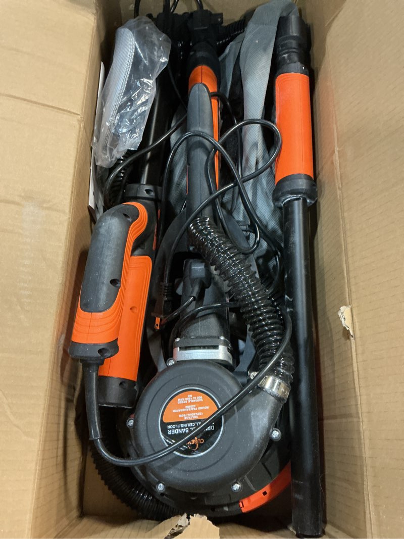 Condition photo showing Good Condition for cubeway drywall sander with vacuum dust collection, 780w electric sander for popcorn ceiling removal, dustless wall and ceiling sander kit with led light, extension pole, complete sanding set orange