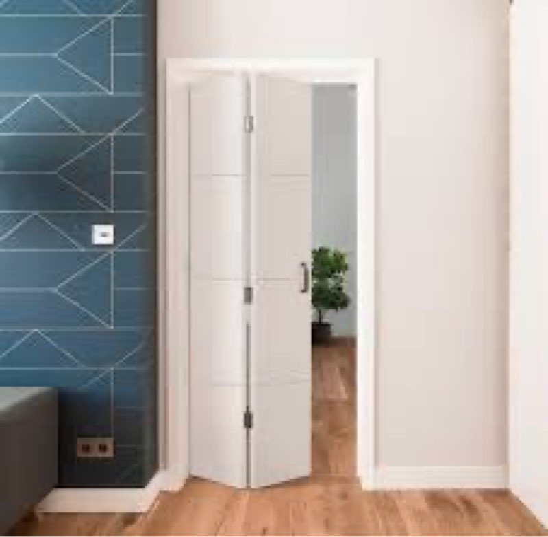White Primed Smooth Semi-Solid Wood Core Destino Flush Flat Bifold Door With Grooves