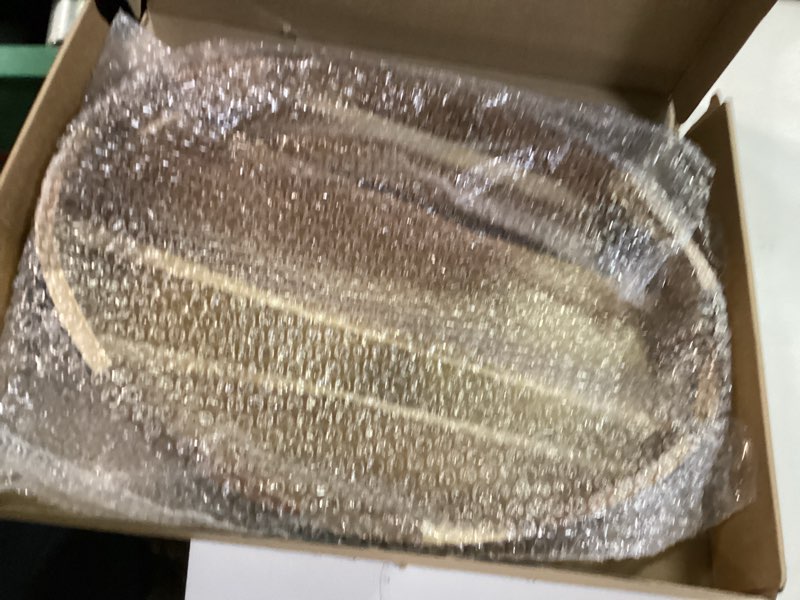 Condition photo showing Good Condition for Serving Tray with Handles, Acacia Wood Oval Tray 17.3x12.9x1.9 Inch Large Wooden Coffee Table Ottoma