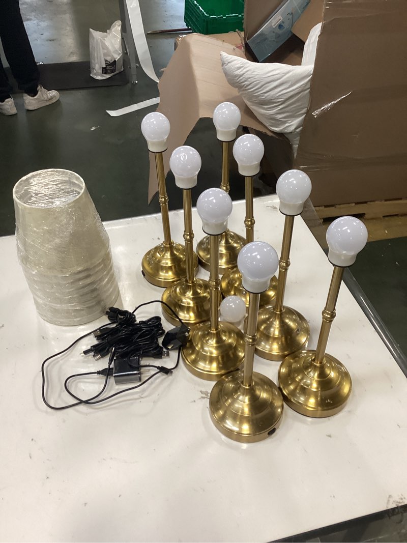 kdg cordless led table lamp set of 8, portables fabric shade desk lamps, 4000mah rechargeable battery powered lighting, dimmable light for dining room, bedroom, bedside, night light, balcony (bronze)