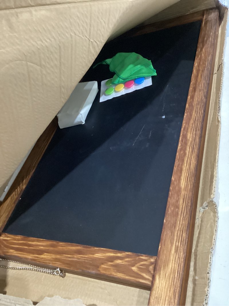 Condition photo showing Good Condition for 4 thought a-frame double-sided magnetic chalkboard 40"x20", solid pine wood freestanding sandwich board for cafes, restaurants, weddings (rustic brown) rustic brown 40" x 20"