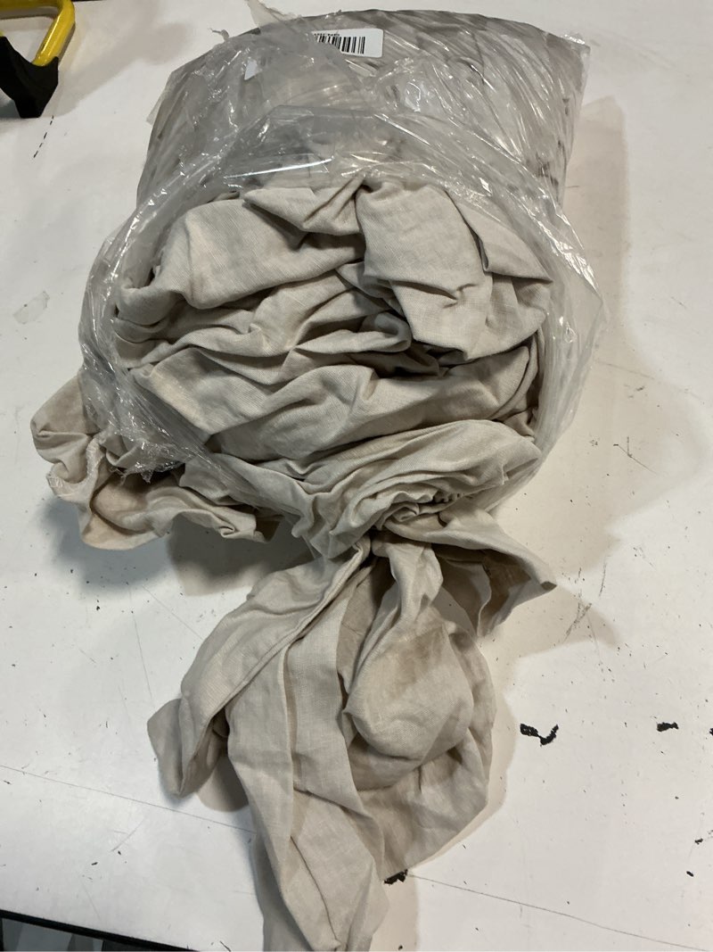 Condition photo showing As Is for quince european linen fitted sheet set, cal king, sand