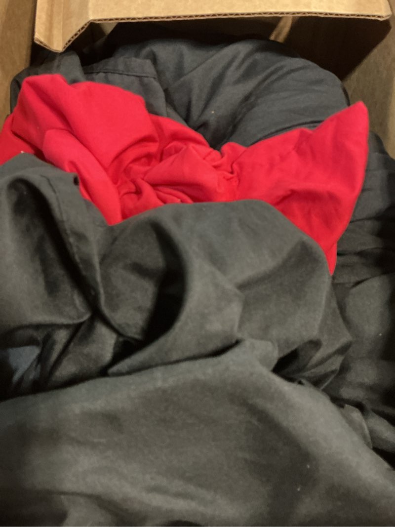 Condition photo showing Good Condition for downcool 7 pieces red and black king size comforter set, pintuck pinch pleat bed in a bag, soft micr