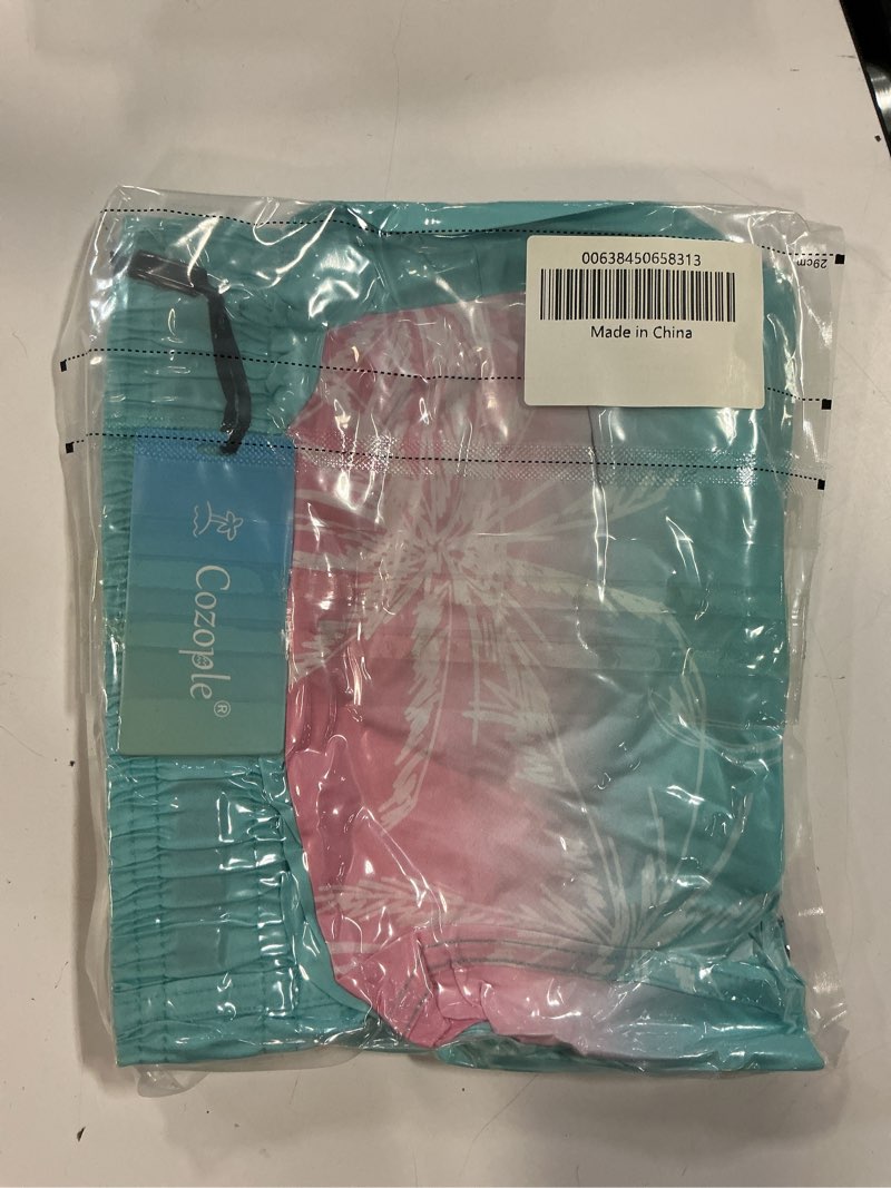 Condition photo showing New/Like New for xl cozople boys swim trunks with boxer brief liner compression swimwear quick dry swim shorts bathing suits 7-20 years 8 pink blue palm tree