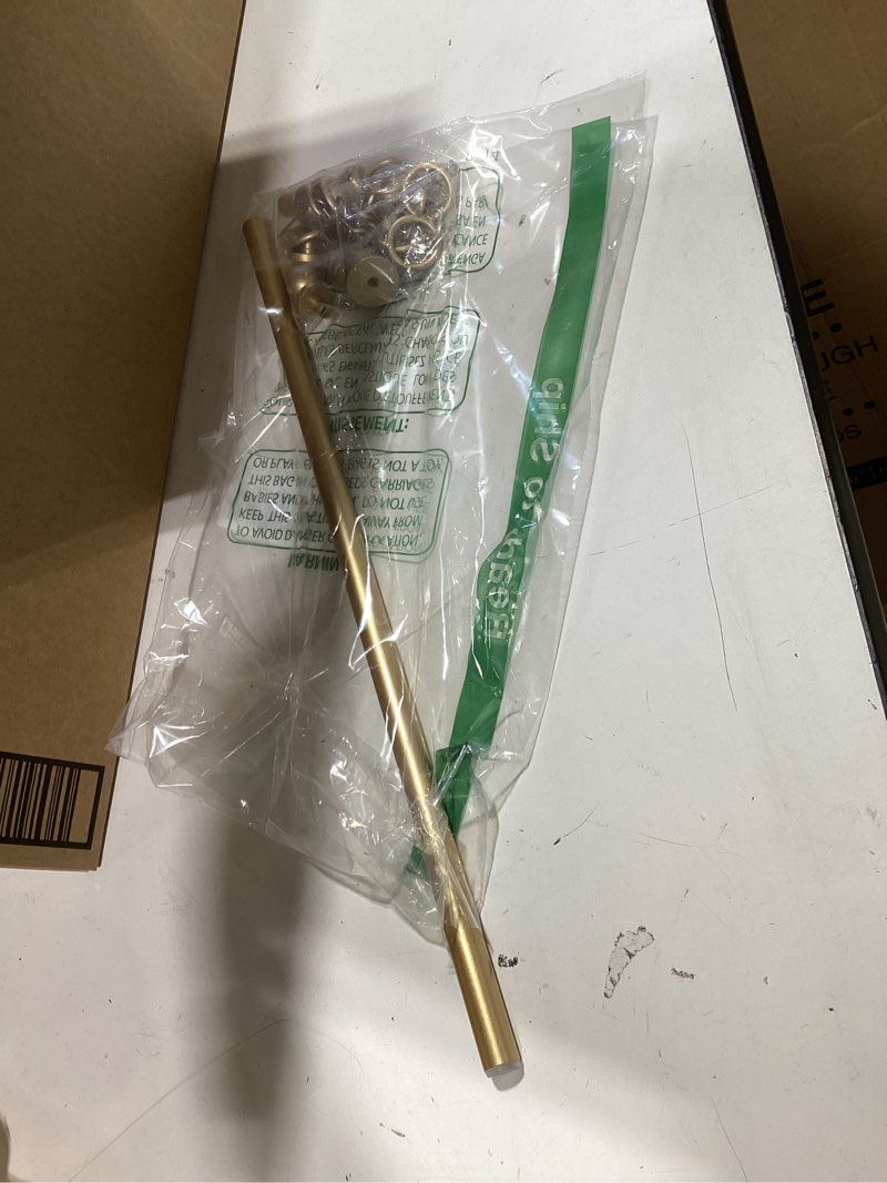 Condition photo showing Good Condition for twopages gold adjustable cafe curtain rod with rings, fits 16-28 inch kitchen windows, small decorative curtain rod for bathroom, french door & bedroom(1 pack) gold 16" to 28"