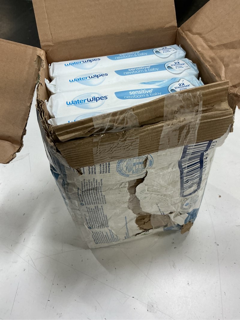 Condition photo showing New/Like New for waterwipes sensitive+ newborn & baby wipes, 3-in-1 cleans, cares, protects, 99.9% water, unscented & hypoallergenic, 720 count (12 packs) 60 count (pack of 12)
