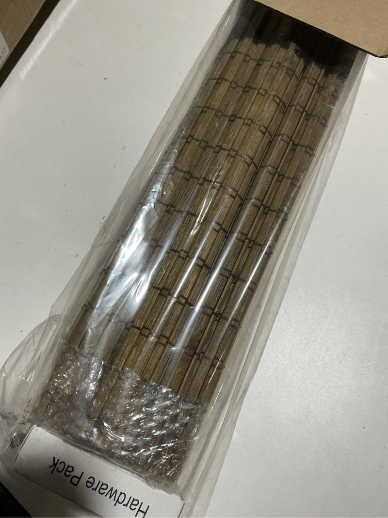 Condition photo showing Good Condition for LazBlinds Cordless Bamboo Roman Shades, Privacy Blinds for Interior Windows, Room Darkening Roll Up Bamboo Blinds for Home & Patio, 39" W x 64" H, Highfield Teak Pricacy - Highfield Teak 39" W x 64" H