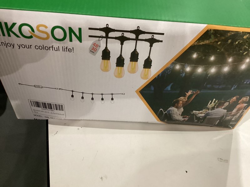 Condition photo showing New/Like New for 50FT Outdoor String Lights Waterproof with 30+2 Bulbs (1.5FT Bulbs Spacing), Remote & Dimmer, Commercial Grade Patio Lights with 3 Mode Light & Timing,100PC Ties for Outside 50FT With 32 Bulbs