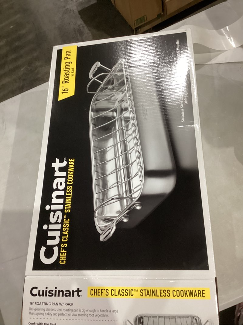 cuisinart multiclad pro triple ply stainless cookware 16-inch roasting pan skillet, rectangular roaster w/rack