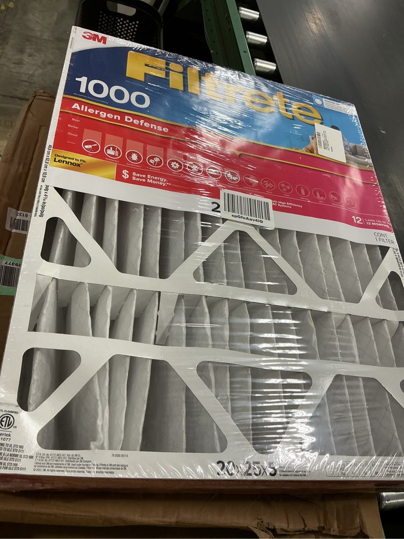 Condition photo showing New/Like New for filtrete 20x25x5 air filter merv 11, mpr 1000 micro allergen defense 1-pack, fits lennox, ac furnace hvac filters for home, pleated electrostatic (actual size 19.63 x 24.75 x 4.31 in)