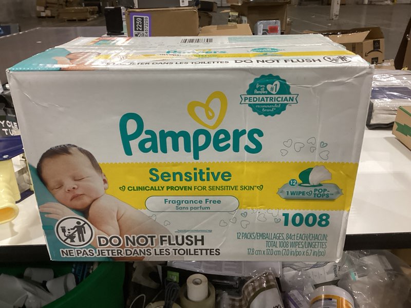 Condition photo showing New/Like New for Pampers Sensitive Baby Wipes 12X Flip-Top Packs 1008 Wipes (Select for More Options)