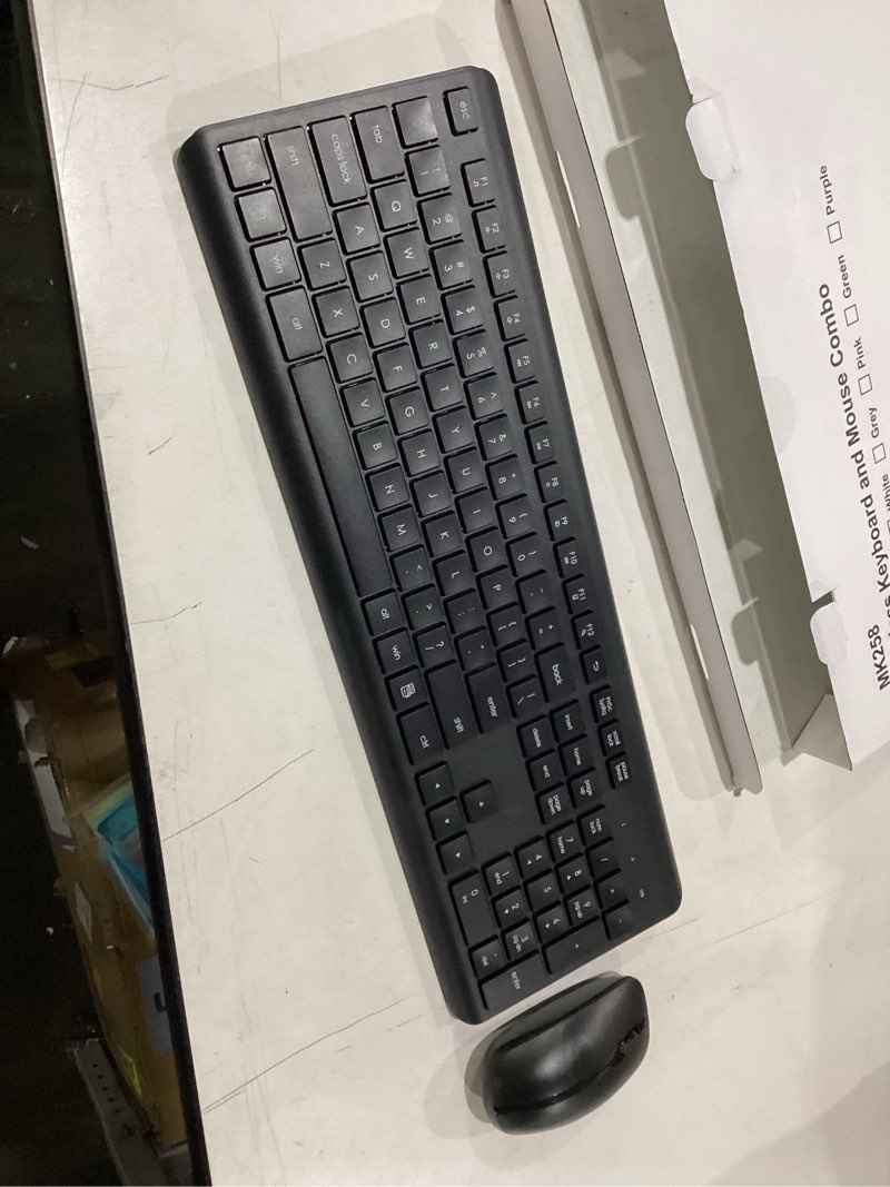 Condition photo showing As Is for missingusb wireless keyboard and mouse combo, full size silent ergonomic keyboard and mouse, long battery life, optical mouse, 2.4g lag-free cordless mice keyboard for computer, mac, laptop, pc, windows blackw