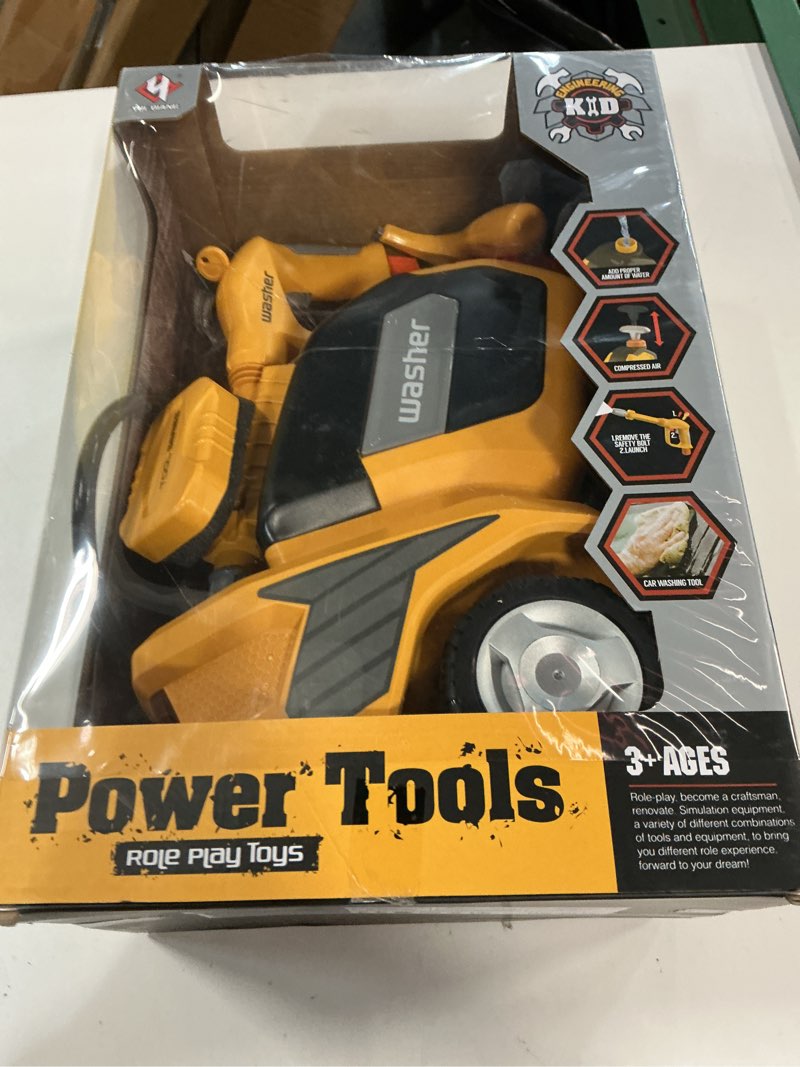 Condition photo showing New/Like New for Kids Clean Car Wash Toy - Kids Power Washer with Scraper Sponge Towel, Manual Pressure, Adjustable Water Gun Spray, Pretend Play Tools Role Playing Cleaning Toys Gift for Toddler Boys Girls Ages 3+