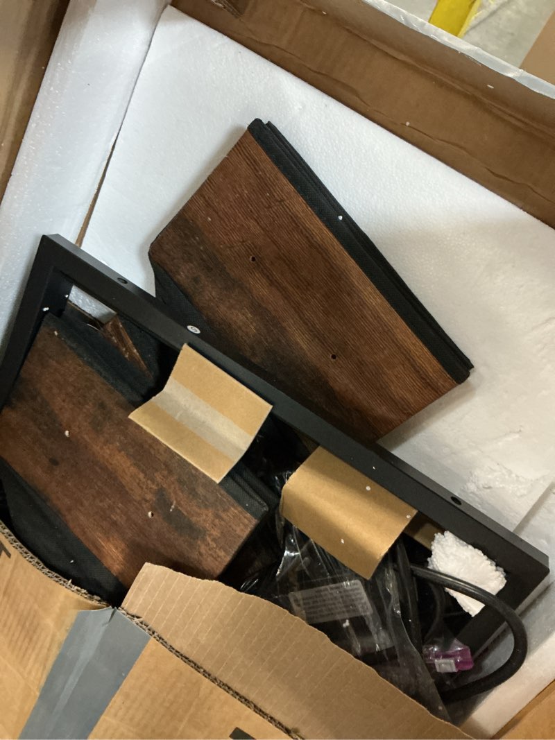 Condition photo showing As Is for Huuger L Shaped Office Desk with Power Outlets, 47 Inch Computer Desk with 3 Drawers, Shelves, for Gaming, Corner Work, Home Office, Study, Rustic Brown Rustic Brown 47inch