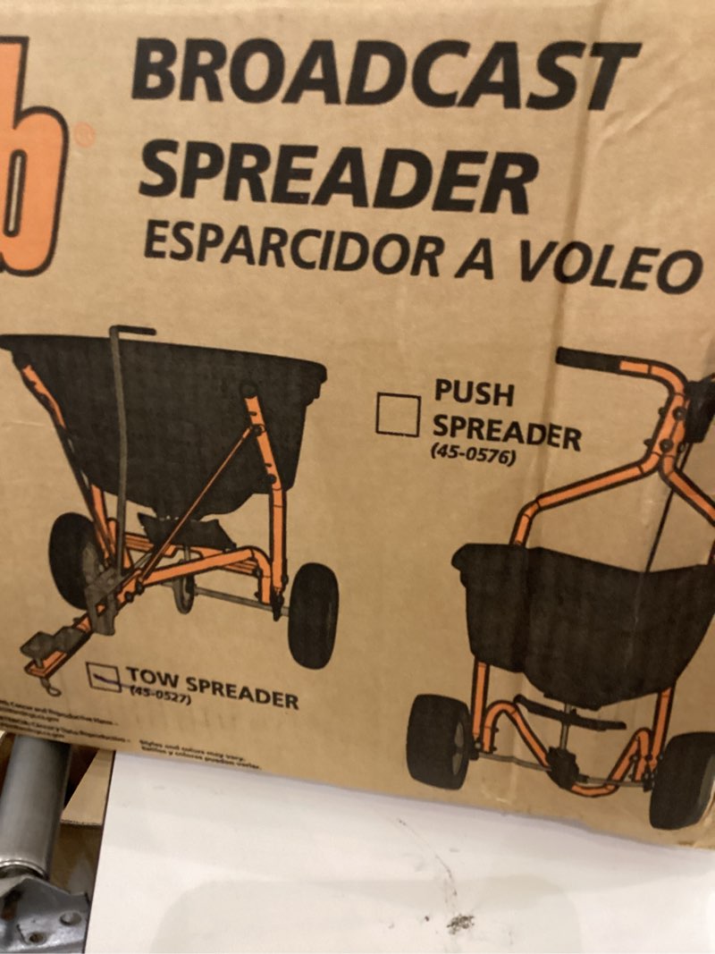 agri-fab broadcast spreader tow style, 110 lb capacity, black