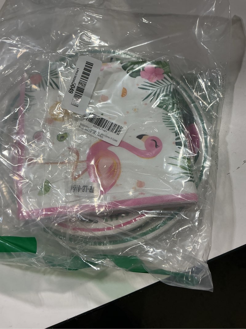 Condition photo showing Good Condition for wernnsai flamingo party decorations - 48pcs hawaiian plates and napkins summer flamingo themed tableware set tropical dinner plates and napkins for girls kids birthday baby shower serves 16 guests