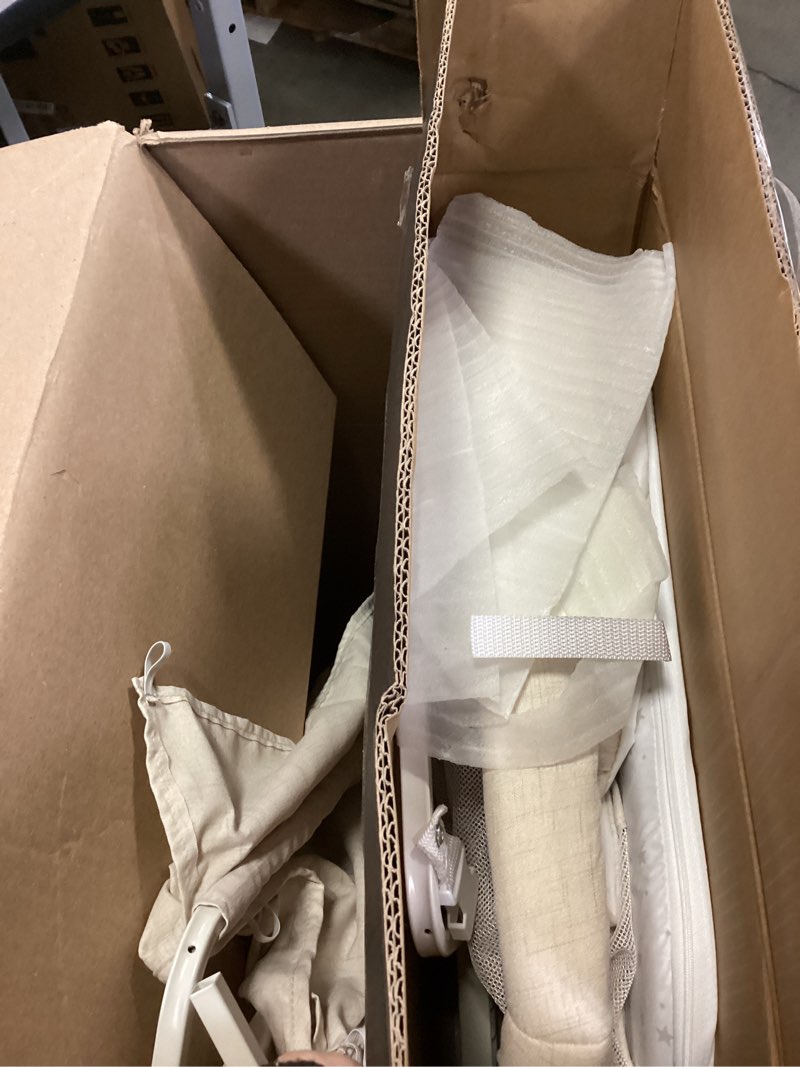 Condition photo showing Good Condition for HARPPA Cuddly Baby Bassinet Bedside Sleeper, 3 in 1 Rocking Bassinet with Mattress and Soft Cover, Full Mesh Sides, 5 Height Adjustable with Wheels for Newborns, Beige